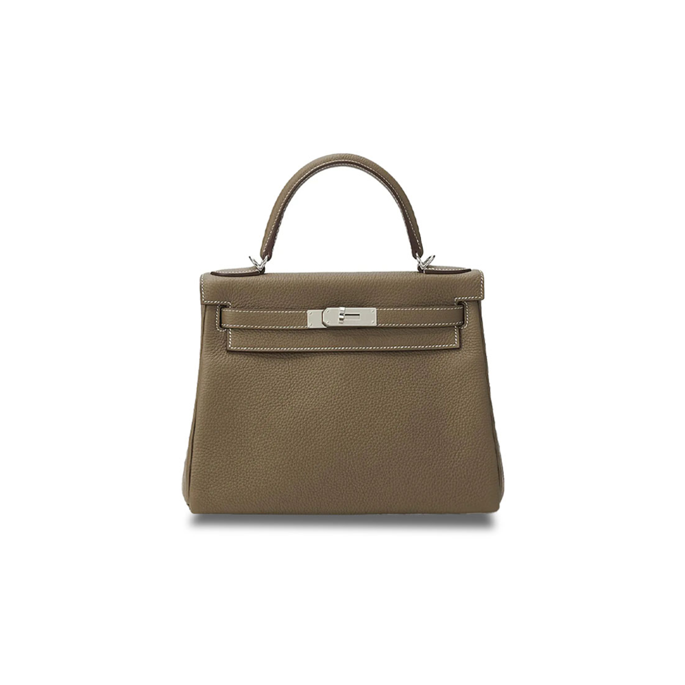 HERMÈS KELLY 25 ELEPHANT GRAY SILVER BUCKLE (25*17*7cm) 